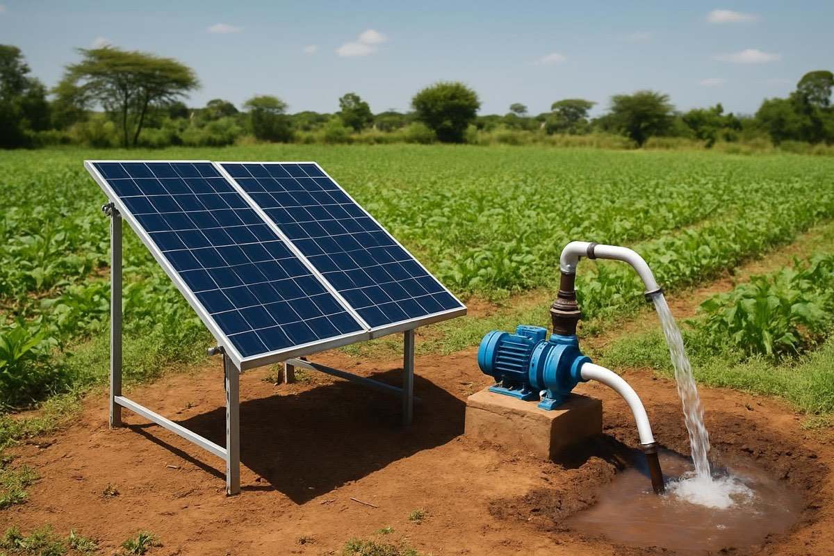 1HP Solar Water Pump Kit, Borehole / surface, 1HP · ~10,000L/day